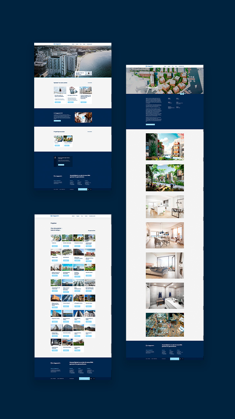 Oversigt over A. Enggaards nye hjemmeside, som virksomheden fremover selv skal drifte - med en supportaftale fra Creative ZOO. 